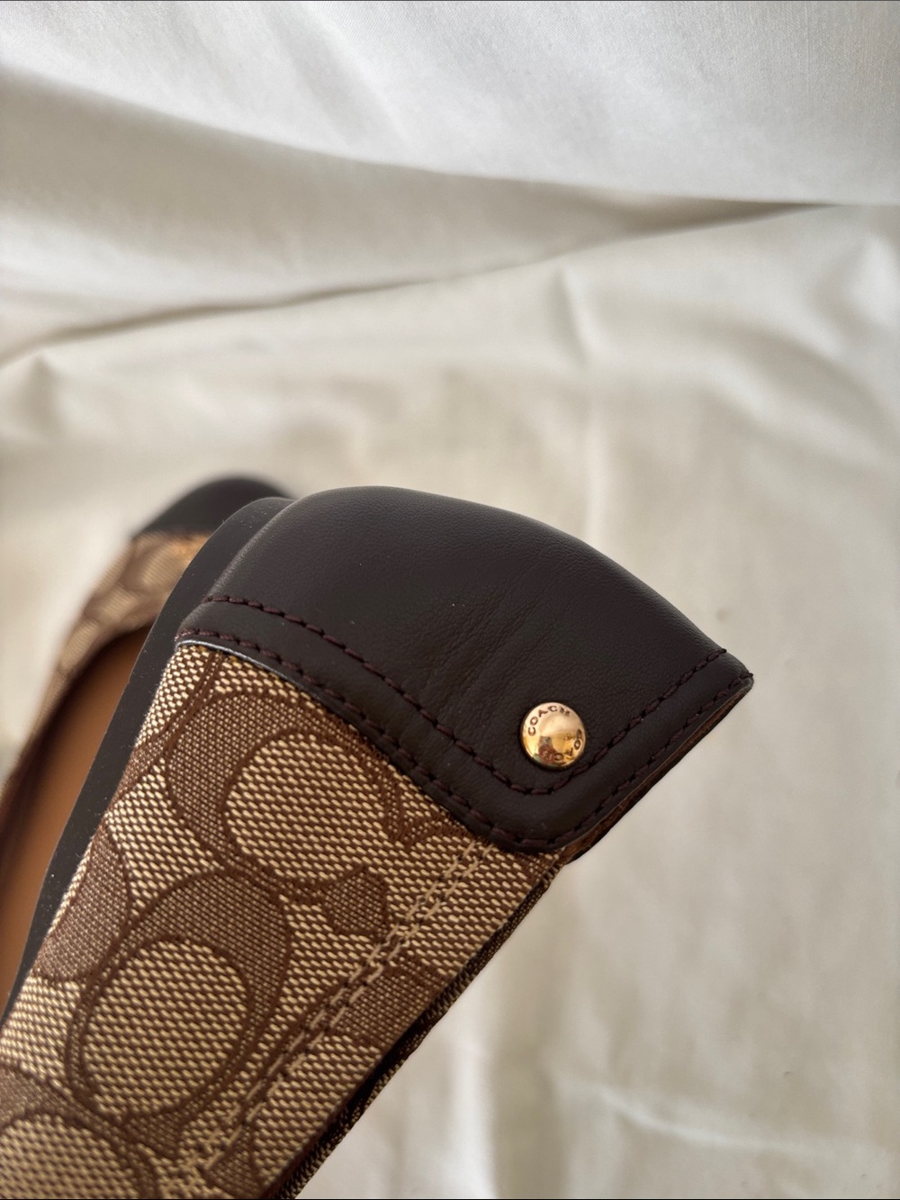 Coach Brown Signature Canvas Ballet Flats with Dark Brown Cap Toe - Picture 7 of 12